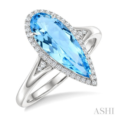 Pear Shape Gemstone & Halo Diamond Ring