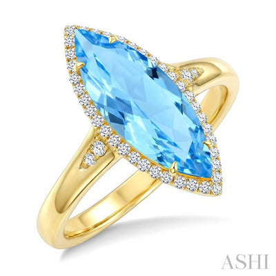 Marquise Shape Gemstone & Halo Diamond Ring