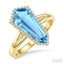 Evoque Gemstone Shield Shape & Halo Diamond Ring