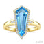 Evoque Gemstone Shield Shape & Halo Diamond Ring