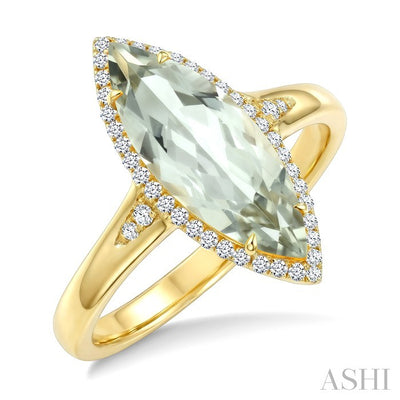 Marquise Shape Gemstone & Halo Diamond Ring