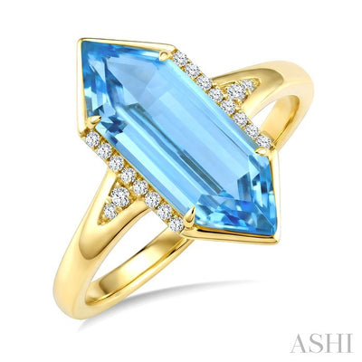 Evoque Gemstone Hexagon Shape & Diamond Ring