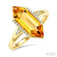 Hexagon Shape Gemstone & Diamond Ring