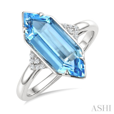 Hexagon Shape Gemstone & Diamond Ring