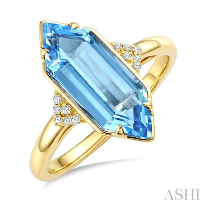 Evoque Gemstone Hexagon Shape & Diamond Ring