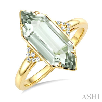 Hexagon Shape Gemstone & Diamond Ring
