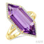 Hexagon Shape Gemstone & Halo Diamond Ring