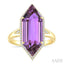 Hexagon Shape Gemstone & Halo Diamond Ring