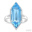 Hexagon Shape Gemstone & Halo Diamond Ring