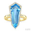 Evoque Gemstone Shield Shape & Halo Diamond Ring