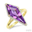 Evoque Gemstone Kite Shape & Halo Diamond Ring