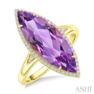 Evoque Gemstone Marquise Shape & Halo Diamond Ring