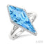 Evoque Gemstone Kite Shape & Halo Diamond Ring