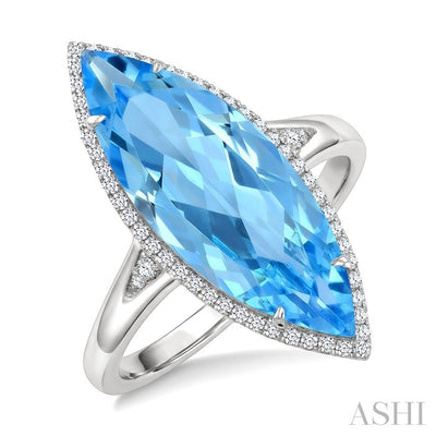 Marquise Shape Gemstone & Halo Diamond Ring