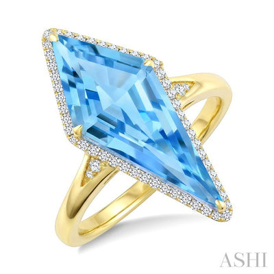 Kite Shape Gemstone & Halo Diamond Ring