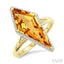 Evoque Gemstone Kite Shape & Halo Diamond Ring