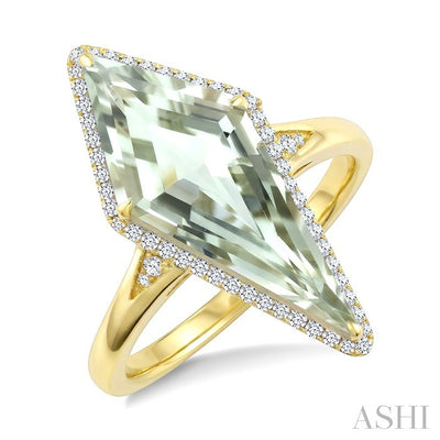 Evoque Gemstone Kite Shape & Halo Diamond Ring