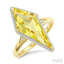 Evoque Gemstone Kite Shape & Halo Diamond Ring
