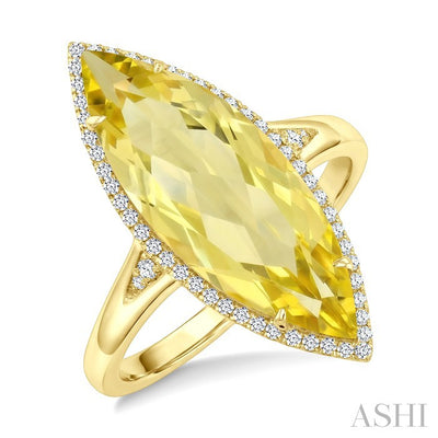 Evoque Gemstone Marquise Shape & Halo Diamond Ring