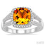 Cushion Shape Gemstone & Halo Diamond Ring