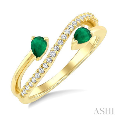 Pear Shape Gemstone & Diamond Fashion Ring