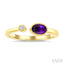 Oval Shape Gemstone & Diamond Open Ring