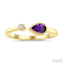 Pear Shape Gemstone & Diamond Open Ring