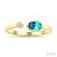 Oval Shape Gemstone & Diamond Open Ring