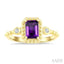 Bead Emerald Shape Gemstone & Diamond Ring