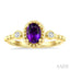Bead Oval Shape Gemstone & Diamond Ring
