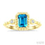 Bead Emerald Shape Gemstone & Diamond Ring