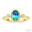 Bead Oval Shape Gemstone & Diamond Ring