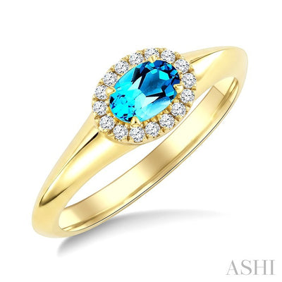 Oval Shape Gemstone & Halo Diamond Ring