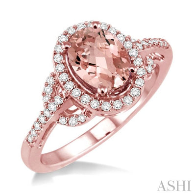 Oval Shape Gemstone & Halo Diamond Ring