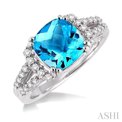Cushion Shape Gemstone & Diamond Ring