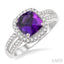 Cushion Shape Gemstone & Halo Diamond Ring