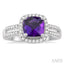 Cushion Shape Gemstone & Halo Diamond Ring