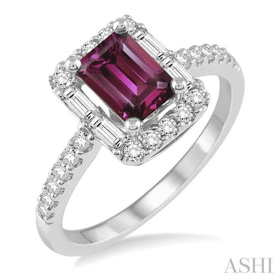 Emerald Shape Gemstone & Halo Diamond Ring