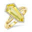 Yellow Quartz & Diamond Geometric Fashion Ring