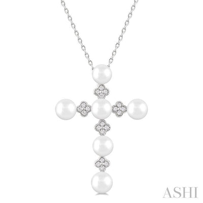 Cross Pearl & Diamond Fashion Pendant