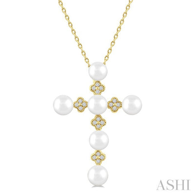 Cross Pearl & Diamond Fashion Pendant