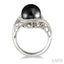 Black Pearl & Halo Diamond Ring
