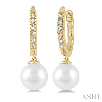 Pearl & Petite Diamond Huggie Fashion Earrings