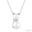 Cat Pearl & Petite Diamond Fashion Pendant