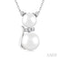 Cat Pearl & Petite Diamond Fashion Pendant