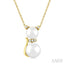 Cat Pearl & Petite Diamond Fashion Pendant
