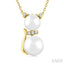 Cat Pearl & Petite Diamond Fashion Pendant