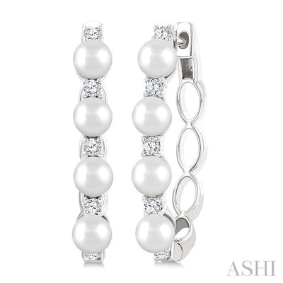 Pearl & Diamond Fashion Hoop Earrings