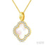 Clover Petite Mother Of Pearl & Halo Diamond Pendant