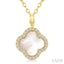 Clover Petite Mother Of Pearl & Halo Diamond Pendant
